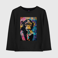 Лонгслив хлопковый детский Cute monkey, цвет: черный
