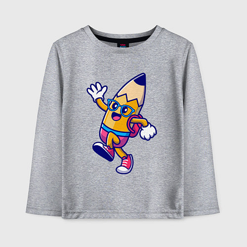 Детский лонгслив Карандаш ученик / Меланж – фото 1