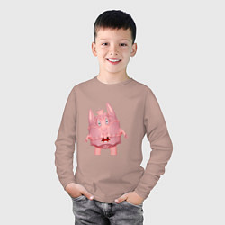 Лонгслив хлопковый детский Cartoon monster pink, цвет: пыльно-розовый — фото 2