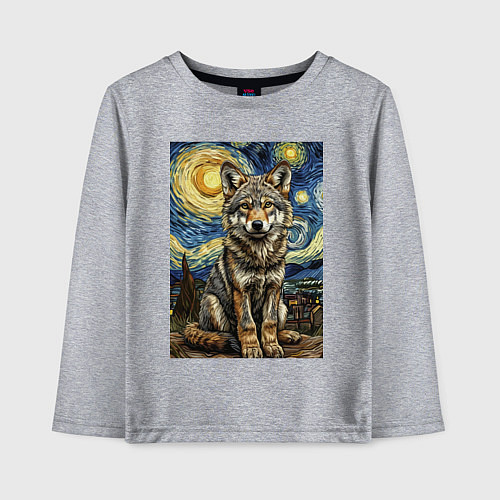 Детский лонгслив Волчонок Ван Гог / Меланж – фото 1
