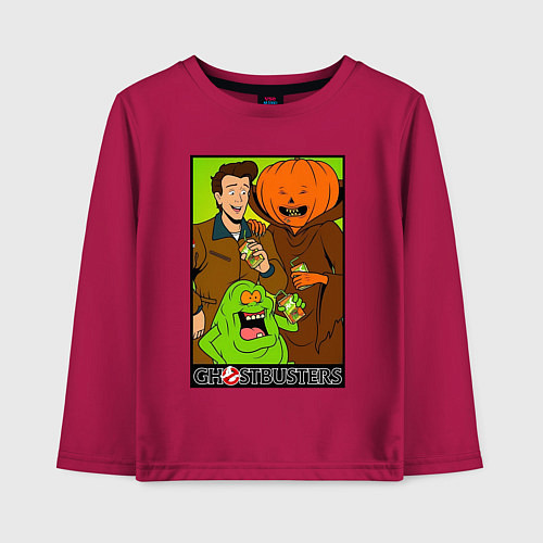 Детский лонгслив Ghostbuster - Peter Slimer Pumpkinhead / Маджента – фото 1