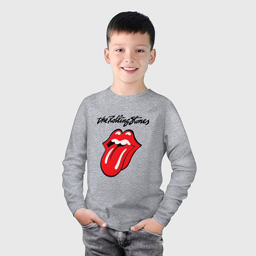 Детский лонгслив Rolling Stones - logo / Меланж – фото 3