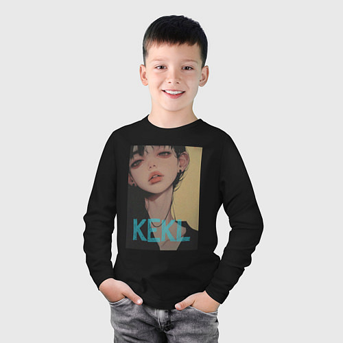 Детский лонгслив Mood girl kekl / Черный – фото 3