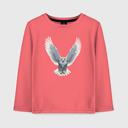 Лонгслив хлопковый детский Сова с расправленными крыльями, цвет: коралловый