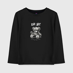Лонгслив хлопковый детский Black white teddy, цвет: черный