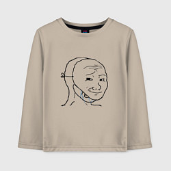 Лонгслив хлопковый детский Плачущий в маске мем, цвет: миндальный