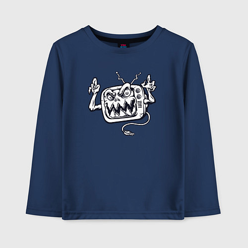Детский лонгслив Телевизор монстр / Тёмно-синий – фото 1