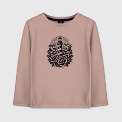 Лонгслив хлопковый детский Маяк с розами татуировка, цвет: пыльно-розовый