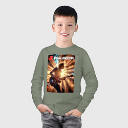 Лонгслив хлопковый детский Mick Jagger - lead singer of The Rolling Stones, цвет: авокадо — фото 2