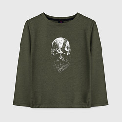 Лонгслив хлопковый детский Кратос черно-белый, цвет: меланж-хаки
