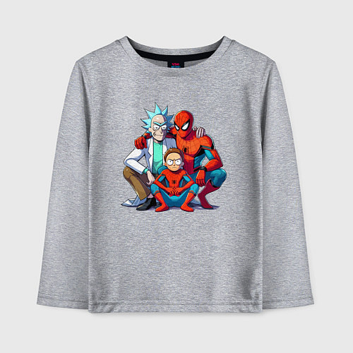 Детский лонгслив Spider-Man is Rick and Mortys friend / Меланж – фото 1