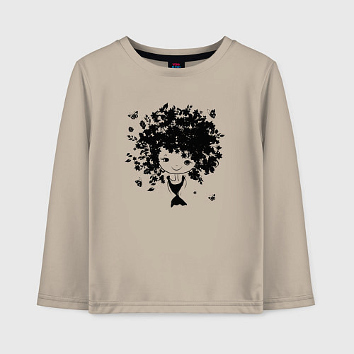 Детский лонгслив Милая весенняя девчонка / Миндальный – фото 1