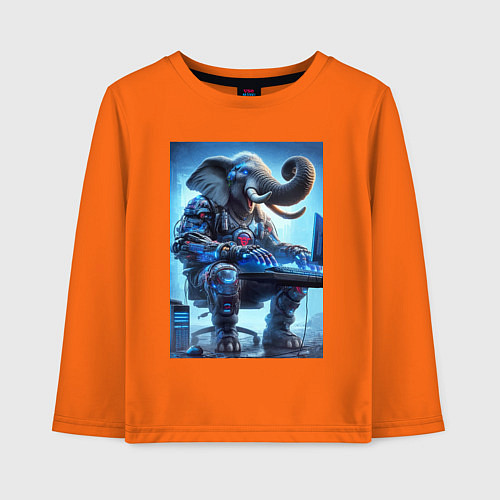 Детский лонгслив Слоняра киберспортсмен - киберпанк / Оранжевый – фото 1