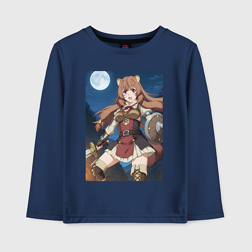 Детский лонгслив Рафталия сражается в ночи / Тёмно-синий – фото 1