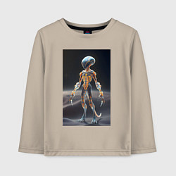 Лонгслив хлопковый детский Полупрозрачный инопланетянин, цвет: миндальный