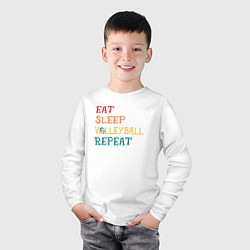 Лонгслив хлопковый детский Eat sleep volley, цвет: белый — фото 2