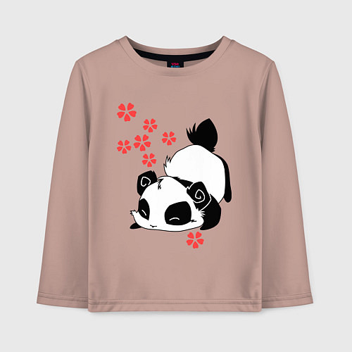 Детский лонгслив Цветочная панда / Пыльно-розовый – фото 1