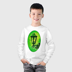 Лонгслив хлопковый детский Зелёный уличный фонарь, цвет: белый — фото 2