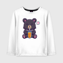 Детский лонгслив Мишка с напитком