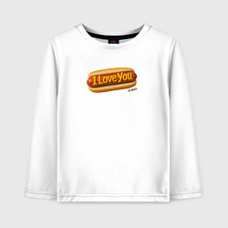 Лонгслив хлопковый детский I love you hot dog, цвет: белый