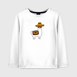 Детский лонгслив Лама в Сомбреро мексиканская