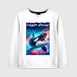 Лонгслив хлопковый детский Space killer whale - ai art fantasy, цвет: белый