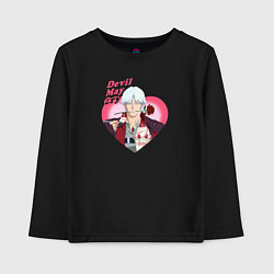Детский лонгслив Devil May Cry - anime Данте романтик с розой в сер