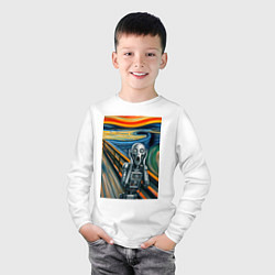 Лонгслив хлопковый детский Робот кричит - мем нейросеть, цвет: белый — фото 2