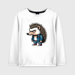 Лонгслив хлопковый детский Ёжик панк, цвет: белый