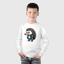 Лонгслив хлопковый детский Ёжик панк, цвет: белый — фото 2