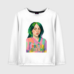 Лонгслив хлопковый детский Билли Айлиш коллаж, цвет: белый