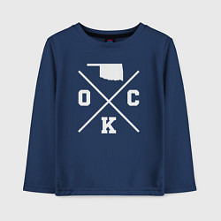 Лонгслив хлопковый детский OKC map, цвет: тёмно-синий