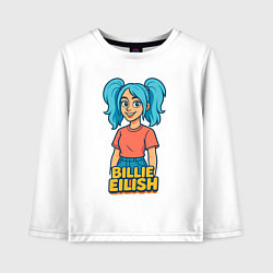 Лонгслив хлопковый детский Билли Айлиш мультяшка, цвет: белый