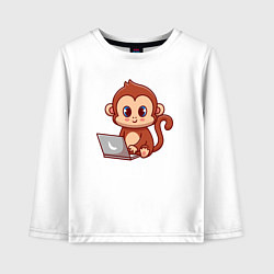 Детский лонгслив Обезьянка с ноутбуком