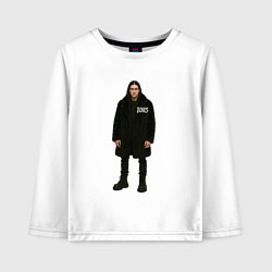 Лонгслив хлопковый детский Bones во весь рост, цвет: белый