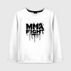 Лонгслив хлопковый детский MMA боец черной краской, цвет: белый