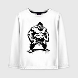 Лонгслив хлопковый детский Грозный сумоист, цвет: белый