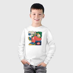 Лонгслив хлопковый детский Rock boy, цвет: белый — фото 2