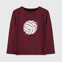 Лонгслив хлопковый детский Волейбольный мяч в движении, цвет: меланж-бордовый