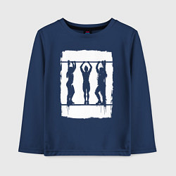 Лонгслив хлопковый детский Уличная тренировка девушки, цвет: тёмно-синий