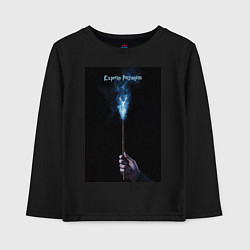 Лонгслив хлопковый детский Expecto Patronum - заклинание, цвет: черный