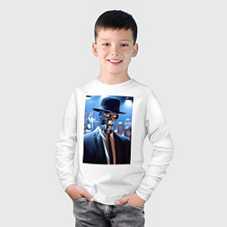 Лонгслив хлопковый детский Бендер босс мафии - неоновое свечение, цвет: белый — фото 2