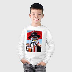 Лонгслив хлопковый детский Бендер в костюме и шляпе на пляже - прикол, цвет: белый — фото 2