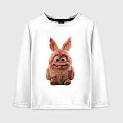 Лонгслив хлопковый детский Нейро-кролик показывает язык, цвет: белый