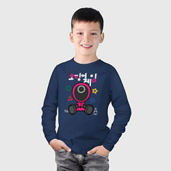 Лонгслив хлопковый детский Squid game guy, цвет: тёмно-синий — фото 2