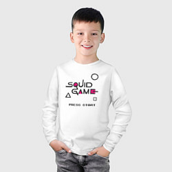 Лонгслив хлопковый детский Squid game press start, цвет: белый — фото 2