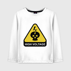 Лонгслив хлопковый детский Опасно - высокое напряжение, цвет: белый