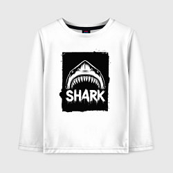 Лонгслив хлопковый детский Акула с открытой пастью, цвет: белый