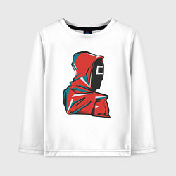 Лонгслив хлопковый детский Охрана из игры в кальмара, цвет: белый