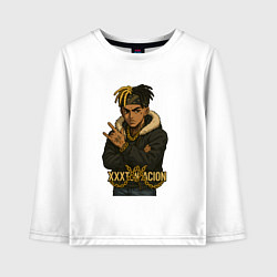 Лонгслив хлопковый детский XXXTentacion мультяшка, цвет: белый